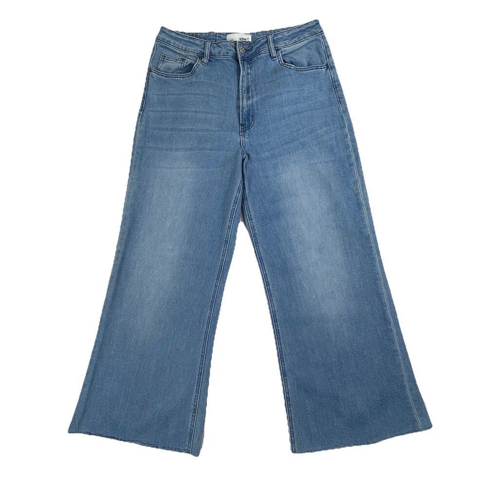 VERVET By Flying Monkey Size 31 Super High Rise Raw Hem Wide Leg Jeans V2680